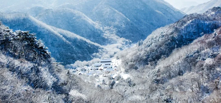 눈이-쌓인-백양사-일대-풍경