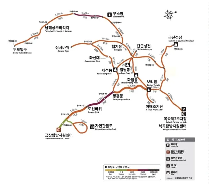 남해-등산-안내도에-구간별-거리가-표시되어-있다.