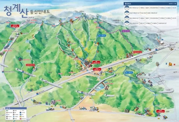 청계산-등산안내도에-일부-구간이-표시되어-있다.
