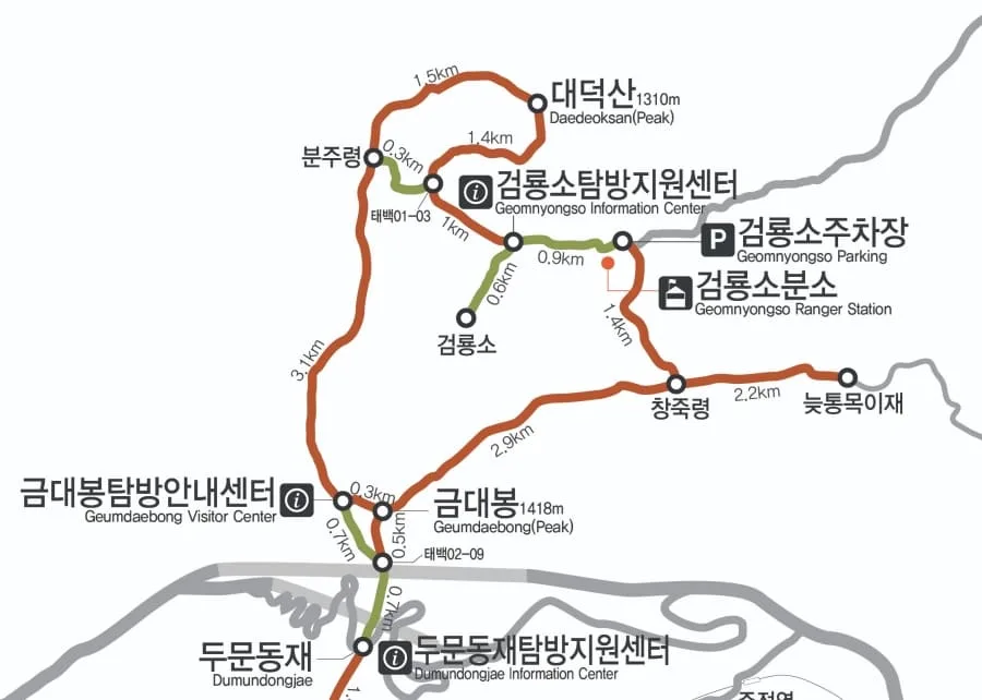 대덕산-등산코스-및-기점이-지도에-그려져-있따.